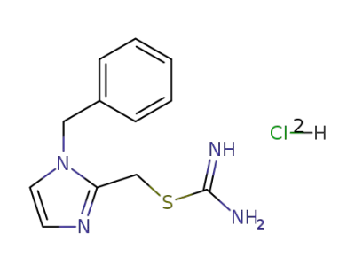 Molecular Structure of 83219-47-0 (2-(1-Benzyl-1H-imidazol-2-ylmethyl)-isothiourea; hydrochloride)