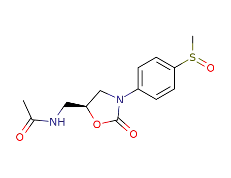 Molecular Structure of 96800-41-8 (4-methylsulfinylphenyloxooxazolidinylmethylacetamide)