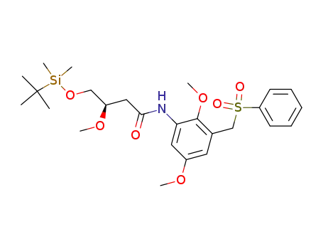 Molecular Structure of 198757-93-6 (Butanamide,
N-[2,5-dimethoxy-3-[(phenylsulfonyl)methyl]phenyl]-4-[[(1,1-dimethylethyl
)dimethylsilyl]oxy]-3-methoxy-, (3R)-)