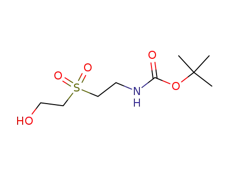 Molecular Structure of 142604-13-5 (Carbamic acid, [2-[(2-hydroxyethyl)sulfonyl]ethyl]-, 1,1-dimethylethyl
ester)