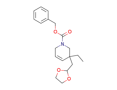 Molecular Structure of 86827-01-2 (benzyl 3-ethyl-3-(2-ethylenedioxyethyl)-1,2,3,6-terahydropyridine-1-carboxylate)