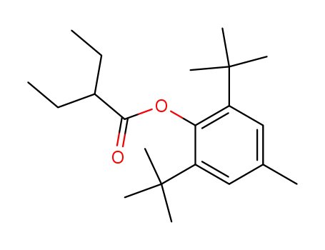 Molecular Structure of 97234-22-5 (Butanoic acid, 2-ethyl-, 2,6-bis(1,1-dimethylethyl)-4-methylphenyl ester)