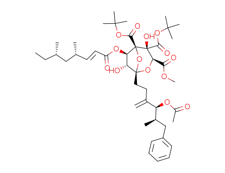 (1S,3S,4S,5R,6R,7R)-1-((4S,5R)-4-Acetoxy-5-methyl-3-methylene-6-phenyl-hexyl)-6-((E)-(4S,6S)-4,6-dimethyl-oct-2-enoyloxy)-4,7-dihydroxy-2,8-dioxa-bicyclo[3.2.1]octane-3,4,5-tricarboxylic acid 4,5-di-tert-butyl ester 3-methyl ester