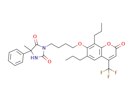 5-methyl-3-(4-(2-oxo-6,8-di-n-propyl-4-(trifluoromethyl)-2H-chromen-7-yloxy)-butyl)-5-phenylimidazolidine-2,4-dione