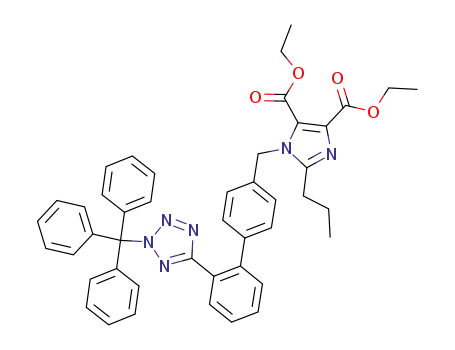 Molecular Structure of 172875-56-8 (2-Propyl-1-[2'-(2-trityl-2H-tetrazol-5-yl)-biphenyl-4-ylmethyl]-1H-imidazole-4,5-dicarboxylic acid diethyl ester)