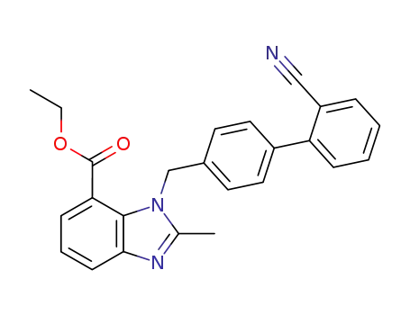Molecular Structure of 136304-69-3 (ethyl 1-<(2'-cyanobiphenyl-4-yl)methyl>-2-methyl-1H-benzimidazole-7-carboxylate)