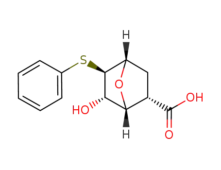 Molecular Structure of 139277-16-0 ((1R,2S,4S,5R,6S)-6-Hydroxy-5-phenylsulfanyl-7-oxa-bicyclo[2.2.1]heptane-2-carboxylic acid)