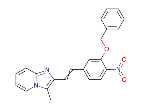 Molecular Structure of 128615-97-4 (Imidazo[1,2-a]pyridine,
3-methyl-2-[2-[4-nitro-3-(phenylmethoxy)phenyl]ethenyl]-)