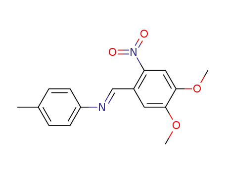 Molecular Structure of 18505-71-0 (Benzenamine, N-[(4,5-dimethoxy-2-nitrophenyl)methylene]-4-methyl-)