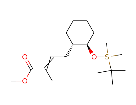Molecular Structure of 101859-22-7 (methyl (2E)-4-[(1R,2S)-2-{[tert-butyl(dimethyl)silyl]oxy}cyclohexyl]-2-methylbut-2-enoate)