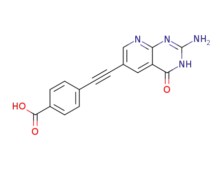 Molecular Structure of 116387-38-3 (2-amino-4-hydroxy-6-<(4-carbxyphenyl)ethynyl>pyrido<2,3-d>pyrimidine)