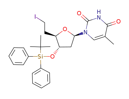 1-[(2R,4S,5R)-4-(tert-Butyl-diphenyl-silanyloxy)-5-(2-iodo-ethyl)-tetrahydro-furan-2-yl]-5-methyl-1H-pyrimidine-2,4-dione