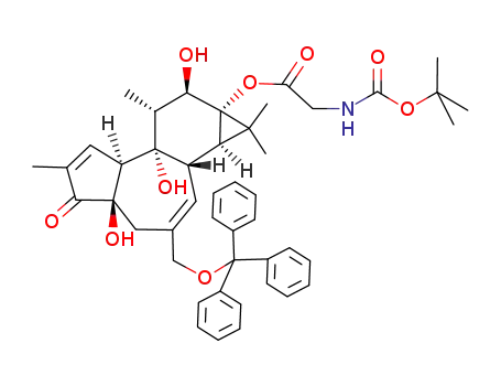 Molecular Structure of 172271-62-4 (tert-Butoxycarbonylamino-acetic acid (1aR,1bS,4aR,7aS,7bS,8R,9R,9aS)-4a,7b,9-trihydroxy-1,1,6,8-tetramethyl-5-oxo-3-trityloxymethyl-1,1a,1b,4,4a,5,7a,7b,8,9-decahydro-cyclopropa[3,4]benzo[1,2-e]azulen-9a-yl ester)