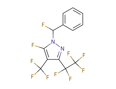 Molecular Structure of 97674-44-7 (1H-Pyrazole,
5-fluoro-1-(fluorophenylmethyl)-3-(pentafluoroethyl)-4-(trifluoromethyl)-)