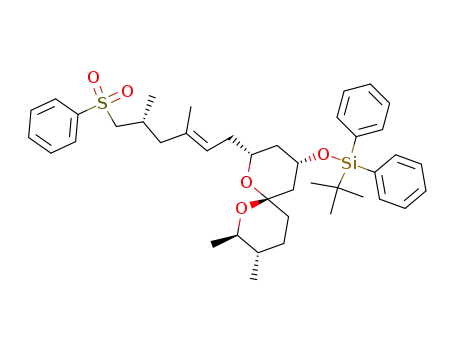 (2R,3S,6S,10R)-(E)-(+)-10-diphenyl-t-butylsiloxy-8<(5'R)-3',5'-dimethyl-6'-phenylsulphonylhex-2'-enyl>-2,3-dimethyl-1,7-dioxaspiro<5.5>undecan