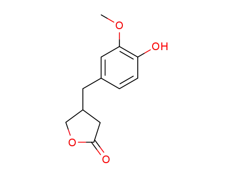 Molecular Structure of 84755-40-8 (2(3H)-Furanone, dihydro-4-[(4-hydroxy-3-methoxyphenyl)methyl]-)