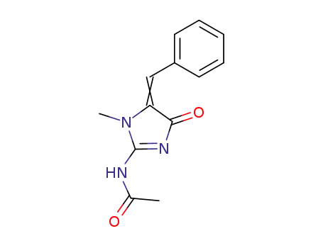Molecular Structure of 314033-01-7 (N-[5-benzylidene-1-methyl-4-oxo-4,5-dihydro-1H-imidazol-2-yl]acetamide)