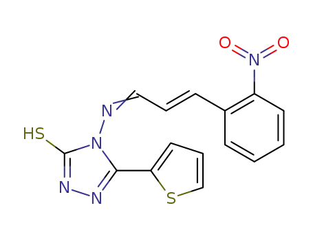 Molecular Structure of 1622230-06-1 (4-[imino-(3-(2-nitrophenyl)-2-ethylenyl)]-3-mercapto-5-(2-thienyl)-4H-1,2,4-triazole)