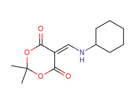 Molecular Structure of 15568-90-8 (1,3-Dioxane-4,6-dione, 5-[(cyclohexylamino)methylene]-2,2-dimethyl-)