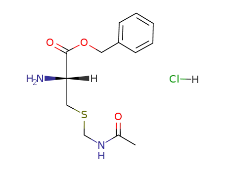 Molecular Structure of 79396-92-2 (L-Cysteine, S-[(acetylamino)methyl]-, phenylmethyl ester,
monohydrochloride)