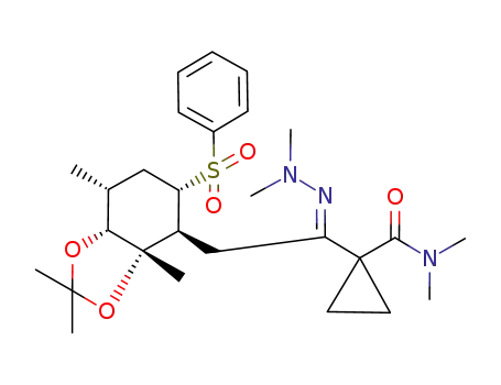 Molecular Structure of 82769-90-2 ((1'RS,2'RS,3'SR,4'SR,6'RS)-N,N-dimethyl-1-<1-(2,2-dimethyl-1,1-diazanediyl)-2-(2',3'-dihydroxy-2',4'-dimethyl-6'-(phenylsulfonyl)cyclohexyl)ethyl>cyclopropanecarboxamide 2',3'-acetonide)