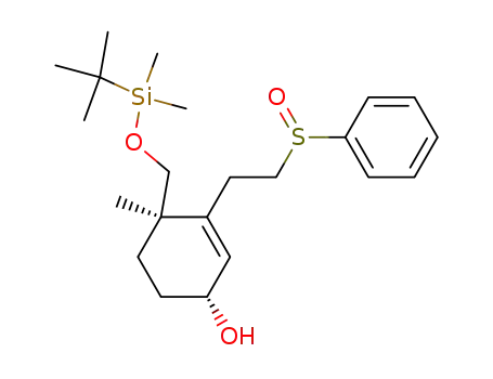 Molecular Structure of 331627-36-2 ((1R,4R)-3-(2-Benzenesulfinyl-ethyl)-4-(tert-butyl-dimethyl-silanyloxymethyl)-4-methyl-cyclohex-2-enol)