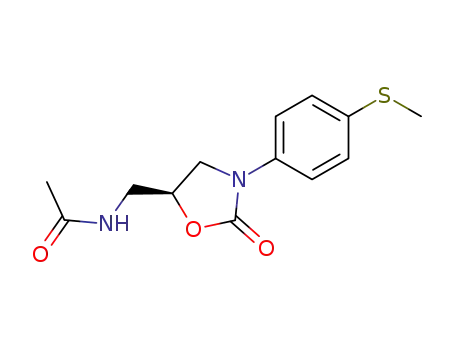 Molecular Structure of 96800-15-6 (Acetamide, N-[[3-[4-(methylthio)phenyl]-2-oxo-5-oxazolidinyl]methyl]-,
(S)-)