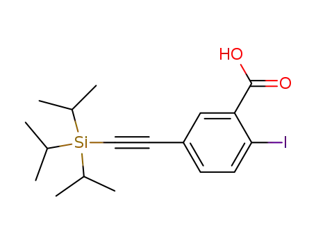 Molecular Structure of 253608-49-0 (2-iodo-5-[(triisopropylsilanyl)-ethynyl]-benzoic acid)