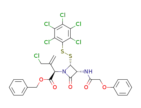 (R)-3-Chloromethyl-2-[(3R,4R)-2-oxo-4-pentachlorophenyldisulfanyl-3-(2-phenoxy-acetylamino)-azetidin-1-yl]-but-3-enoic acid benzyl ester