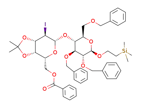 2-(Trimethylsilyl)ethyl 2,3,6-tri-O-benzyl-4-O-(6-O-benzoyl-2-deoxy-2-iodo-3,4-O-isopropylidene-β-D-galactopyranosyl)-β-D-glucopyranoside
