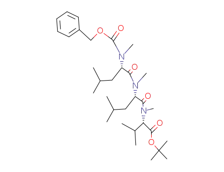 Molecular Structure of 89537-04-2 (L-Valine,
N-methyl-N-[N-methyl-N-[N-methyl-N-[(phenylmethoxy)carbonyl]-L-leucyl
]-L-leucyl]-, 1,1-dimethylethyl ester)