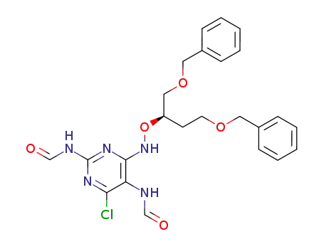 Molecular Structure of 131068-46-7 ((R)-4-chloro-6-<<1,4-bis(benzyloxy)but-2-oxy>amino>-2,5-diformamidopyrimidine)