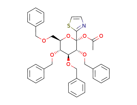 1-O-Acetyl-2,3,4,6-tetra-O-benzyl-1-C-(2-thiazolyl)-α-D-glucopyranose