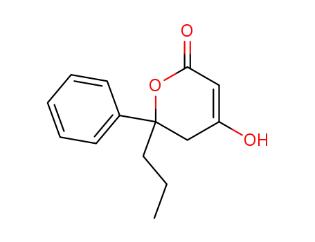 Molecular Structure of 162174-61-0 (5,6-Dihydro-4-hydroxy-6-phenyl-6-propyl-2H-pyran-2-one)