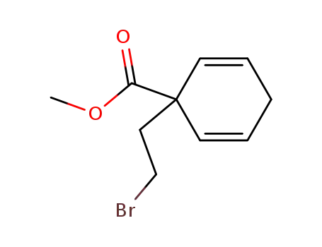 Molecular Structure of 138408-58-9 (2,5-Cyclohexadiene-1-carboxylic acid, 1-(2-bromoethyl)-, methyl ester)