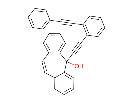 Molecular Structure of 372967-65-2 (5-[[2-(phenylethynyl)phenyl]ethynyl]-5H-dibenzo[a,d]cyclohepten-5-ol)