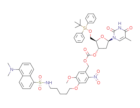 3'-O-<4''-((N-dansyl)-5'''-aminopent-1-yl-oxy)-5''-methoxy-2''-nitrophenylmethoxycarbonyl>-5'-O-(tert-butyldiphenylsilyl)thymidine