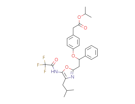 Molecular Structure of 127086-80-0 (2-<2-phenyl-2-<4-<(isopropoxycarbonyl)methyl>phenoxy>ethyl>-4-isobutyl-5-(trifluoroacetamido)oxazole)