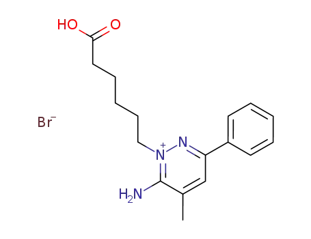 Molecular Structure of 105537-59-5 (1(6H)-Pyridazinehexanoic acid, 6-imino-5-methyl-3-phenyl-,
monohydrobromide)