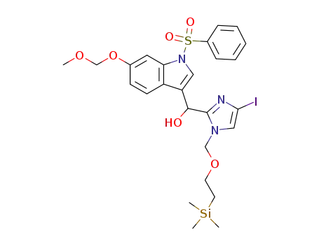 (1-benzenesulfonyl-6-methoxymethoxy-1H-indol-3-yl)-[4-iodo-1-(2-trimethylsilanyl-ethoxymethyl)-1H-imidazol-2-yl]-methanol