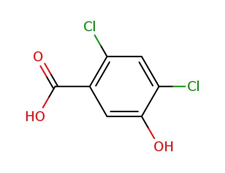 Molecular Structure of 91659-09-5 (Benzoic acid, 2,4-dichloro-5-hydroxy-)