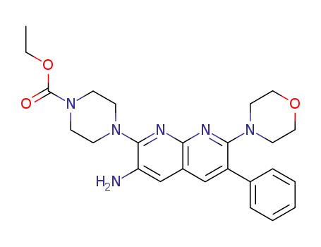 4-(3-amino-7-morpholin-4-yl-6-phenyl-[1,8]naphthyridin-2-yl)-piperazine-1-carboxylic acid ethyl ester