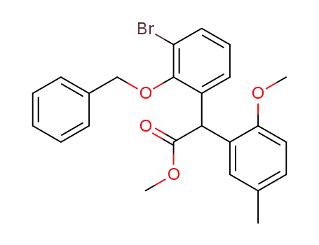 Molecular Structure of 415949-82-5 (methyl 2-[2-benzyloxy-3-bromophenyl]-2-(2-methoxy-5-methylphenyl)acetate)