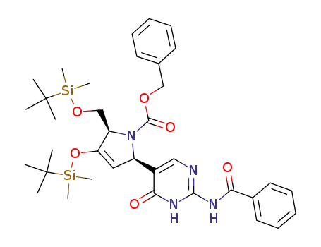 (2R,5R)-N-(benzyloxy)carbonyl-2-[2-(N-benzoylamino)-4-oxo-3,4-dihydropyrimidin-5-yl]-4-[(tert-butyl)dimethylsilyl]oxy-5-[(tert-butyl)dimethylsilyl]oxymethyl-aza-cyclopent-3-ene