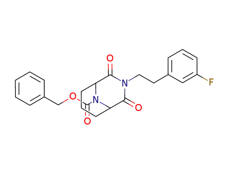 Molecular Structure of 878560-80-6 (3,9-Diazabicyclo[3.3.1]nonane-9-carboxylic acid,
3-[2-(3-fluorophenyl)ethyl]-2,4-dioxo-, phenylmethyl ester)