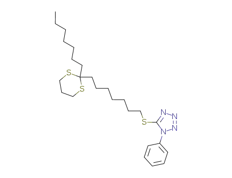 Molecular Structure of 861997-61-7 (5-[7-(2-heptyl-[1,3]dithian-2-yl)-heptylsulfanyl]-1-phenyl-1<i>H</i>-tetrazole)