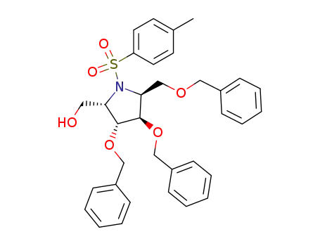 Molecular Structure of 881185-65-5 (2-Pyrrolidinemethanol,
1-[(4-methylphenyl)sulfonyl]-3,4-bis(phenylmethoxy)-5-[(phenylmethoxy)
methyl]-, (2S,3R,4R,5S)-)