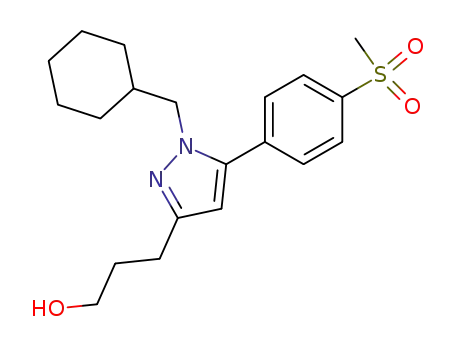Molecular Structure of 654058-53-4 (1H-Pyrazole-3-propanol,
1-(cyclohexylmethyl)-5-[4-(methylsulfonyl)phenyl]-)
