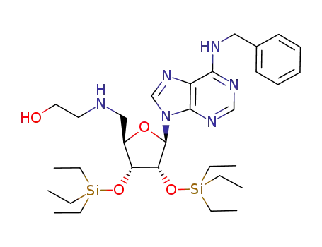2-{[(2R,3R,4R,5R)-5-(6-Benzylamino-purin-9-yl)-3,4-bis-triethylsilanyloxy-tetrahydro-furan-2-ylmethyl]-amino}-ethanol