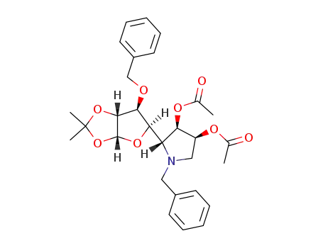 3-O-benzyl-1,2-O-isopropylidene-(6R,7S)-diacetoxy-5,8-dideoxy-5,8-(N-benzylimino)-α-L-erythro-L-ido-octa-1,4-furanose